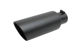 Gibson Performance Exhaust - 2.5in. Inlet x 4in. Outlet x 12in Length, Black Ceramic Double Walled Angle Exhaust Tip #500419-B