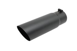 Gibson Performance Exhaust - 2.25-in Inlet. x 4-in. Outlet x 12-in. Length, Black Ceramic Single Wall Round Angle Exhaust Tip #500553-B