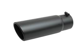 Gibson Performance Exhaust - 2.25-in. Inlet x 4-in. Outlet x 12-in. Length, Black Ceramic Rolled Edge Round Angle Exhaust Tip #500639-B
