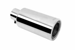 Gibson Performance Exhaust - Stainless Rolled Edge Angle Muffler Quiet Tip, 4 in. Outlet, 2.25 in. inlet, L-12 in. Clamp On, #500659