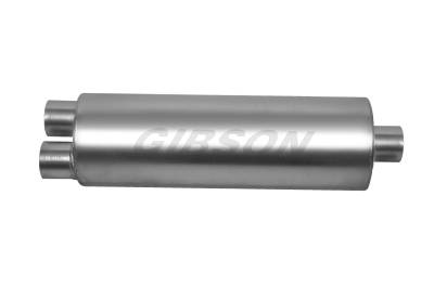 Gibson Performance Exhaust - SFT Superflow Dual/Offset Round Muffler, Stainless