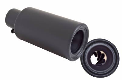 Gibson Performance Exhaust - Black Ceramic Rolled Edge Angle Muffler Quiet Tip, 4 in. Outlet, 2.25 in. inlet, L-12 in. Clamp On, #500659-B