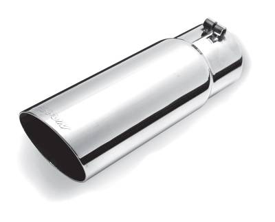 Gibson Performance Exhaust - 2.5-in. Inlet x 3-in. Outlet x 18-in. Length, Stainless Single Wall Round Angle Exhaust Tip #500393