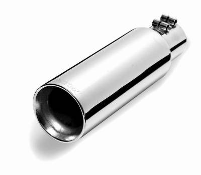 Gibson Performance Exhaust - 2.5-in. Inlet x 3-in.Outlet x 8-in. Length, Stainless Double Walled Round Angle Exhaust Tip #500421