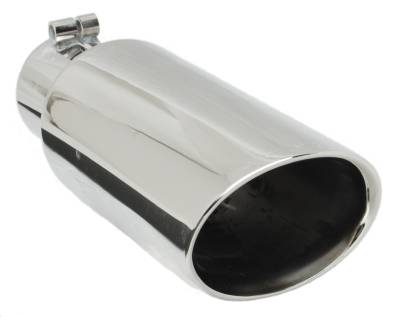 Gibson Performance Exhaust - 2.375-in.Inlet x 3-in. x 3.75-in. x 11-in.Outlet, Stainless Double Walled Oval Exhaust Tip #500437