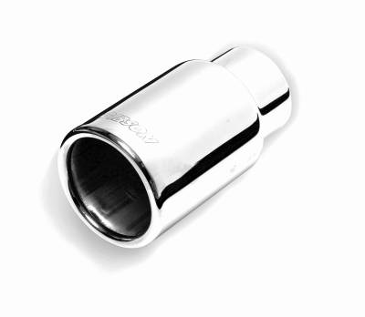 Gibson Performance Exhaust - 2.5in. Inlet x 4in. Outlet x 12in Length, Stainless Rolled Edge Angle Exhaust Tip #500640