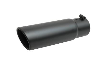 Gibson Performance Exhaust - 2.5in. Inlet x 4in. Outlet x 12in Length, Black Ceramic Rolled Edge Angle Exhaust Tip #500640-B