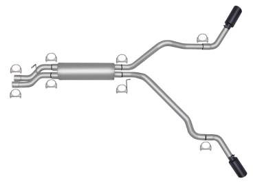 Gibson Performance Exhaust - 01-06  Silverado/Sierra 3500/2500 Pickup 8.1L, Black Elite Dual Extreme, Cat-Back Performance Exhaust #65009B