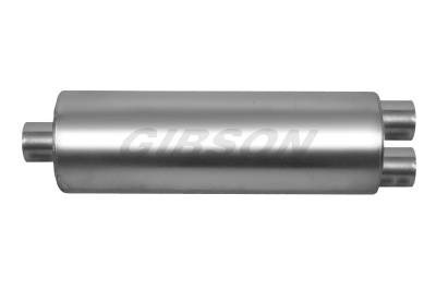 Gibson Performance Exhaust - SFT Superflow 3.50" Center/ 3.00" Dual 24" Round Muffler, Stainless #758350S