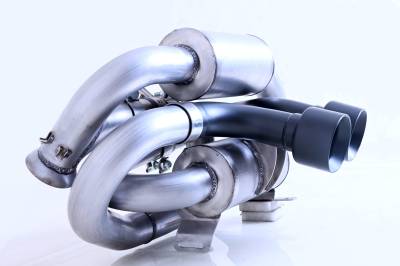 Gibson Performance Exhaust - 23-25 Can-Am Maverick R E-Valve, 2 Seat, Black Ceramic Stainless Steel Dual Tip Exhaust #98058