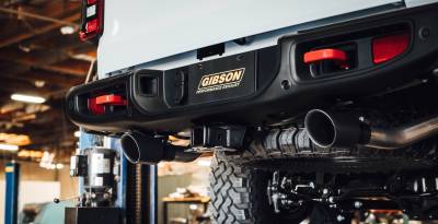 Gibson Performance Exhaust - 20-25 Jeep Gladiator 3.6L, Black Elite Dual Split, Cat-Back Performance Exhaust #617410B