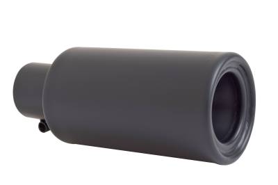 Gibson Performance Exhaust - Black Ceramic Rolled Edge Angle Muffler Quiet Tip 4 in. Outlet, 2.25 in. inlet, L-12 in. Clamp On #500659-B